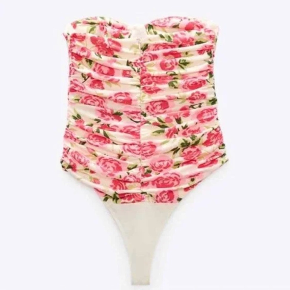 Zara Cream and Pink bodysuit